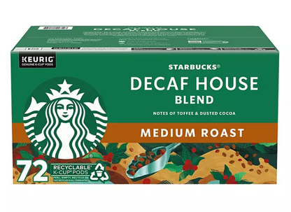 Starbucks Decaf Medium Roast K-Cup Coffee Pods, House Blend (72 ct.)