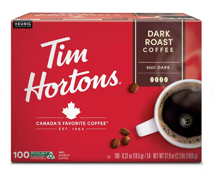 Tim Hortons Premium K-Cup Coffee Pods, Dark Roast (100 ct.)