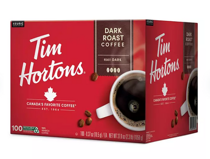 Tim Hortons Premium K-Cup Coffee Pods, Dark Roast (100 ct.)