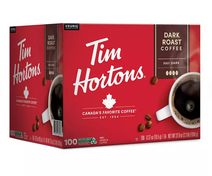 Tim Hortons Premium K-Cup Coffee Pods, Dark Roast (100 ct.)