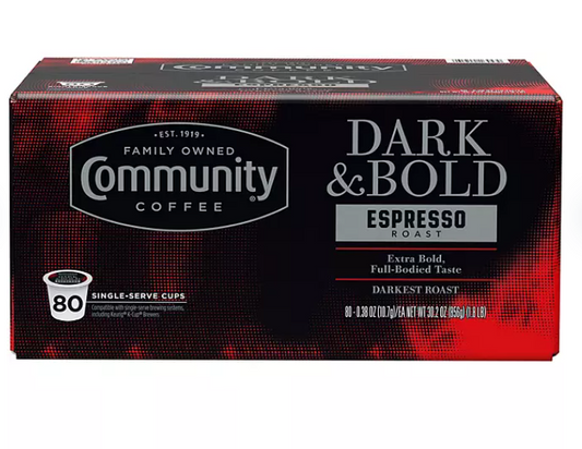 Community Coffee Espresso Roast Single Serve Cups, Dark & Bold (80 ct.)