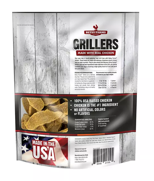 Betsy Farms Grillers Dog Treats , Chicken, 48 oz.