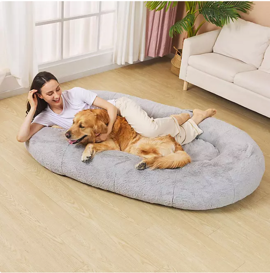 Fond + Found Large Cozy Plush Human Dog Bed, 68" x 38" x 10"