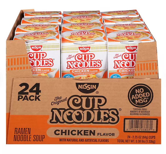 Nissin Cup Noodles, Chicken Flavor (2.25 oz., 24 ct.)