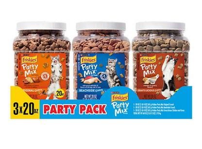 Friskies Party Mix Party Variety Pack, Cat Treats, 60 oz.