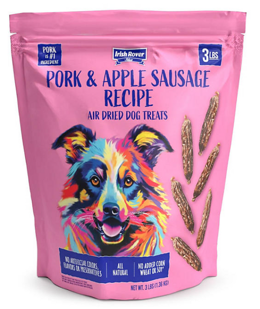 Irish Rover Pork and Apple Sausage Air Dried Dog Treats, 48 oz.