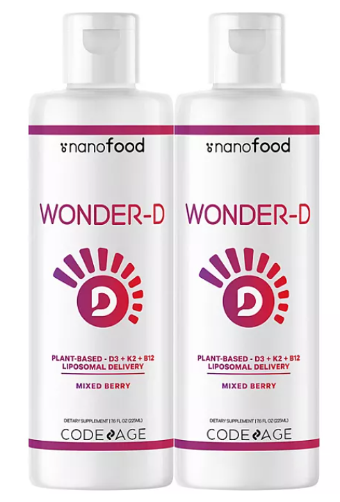 Codeage Liposomal Vitamin D3 + K2 & B12 Liquid Plant-Based, Mixed Berry 7.6 fl. oz., 2 pk.