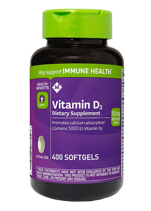 Member's Mark Vitamin D3, 125 mcg 5000 IU Softgels, 400 ct.