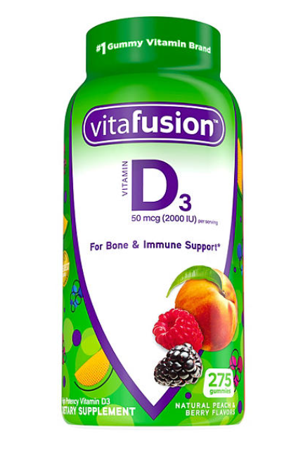 VitaFusion Vitamin D Gummies, 2000 IU, Peach and Berry 275 ct.