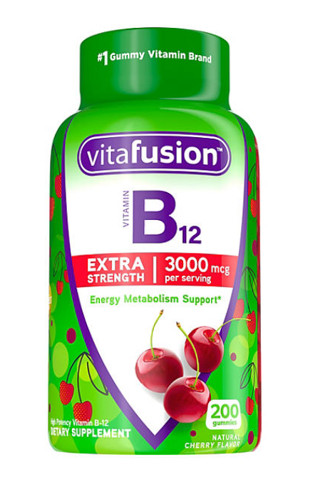 Vitafusion Extra Strength B12 Vitamin Gummies, 3000 mcg, Cherry 200 ct.