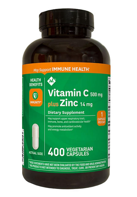 Member's Mark Vitamin C + Zinc 500 mg. Capsules, 400ct.