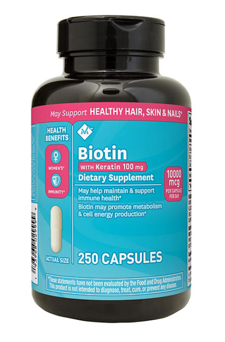 Member's Mark Biotin 10,000mcg with Keratin 100mg Capsules, 250 ct.