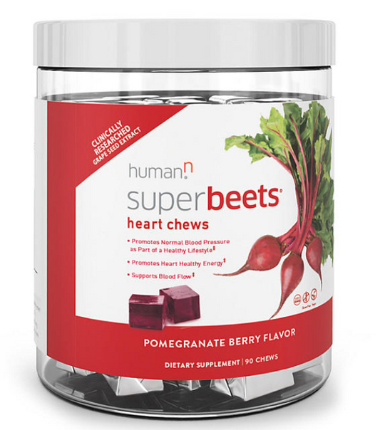 HumanN SuperBeets Heart Chews, Pomegranate Berry 90 ct.