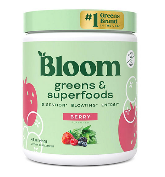 Bloom Nutrition Greens & Superfoods Powder, Berry 48 Servings, 9.2 oz.