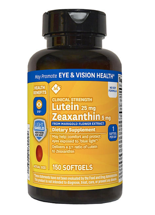 Member's Mark Eye Health Softgels, Lutein 25 mg and Zeaxanthin 5 mg, 150 ct.