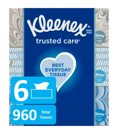 Kleenex Everyday, 160 Facial Tissues per Box, 6 Flat Boxes