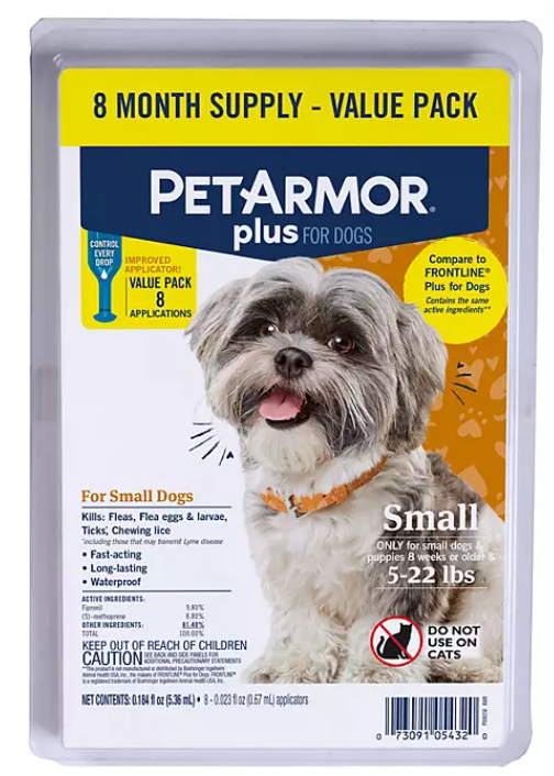 PetArmor Plus Flea and Tick Prevention for Dogs, 8-Month Supply (Choose Your Size)