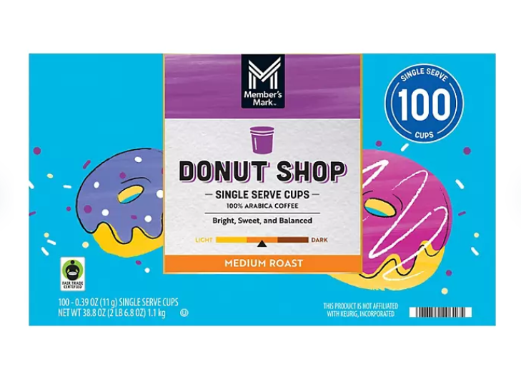 Member’s Mark Donut Shop Medium Roast Coffee Pods, 100 ct.